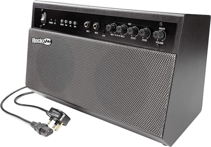 RockJam Premium Performer 100-Watt-Bluetooth-Karaoke-Maschine & PA-System mit zwei Karaoke-Mikrofone