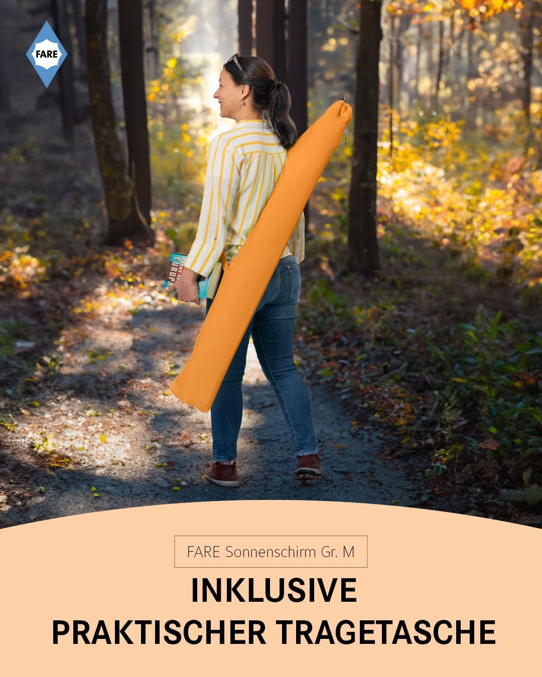 FARE Sonnenschirm Gr. M mit Volant - 180 cm Durchmesser - UV-Schutz 50+ für Balkon Garten Terrasse S