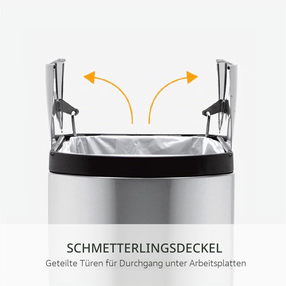 simplehuman CW2058 18 Liter, schmetterling Treteimer, Mülleimer Küche, Abfalleimer, Mülltrennsystem,