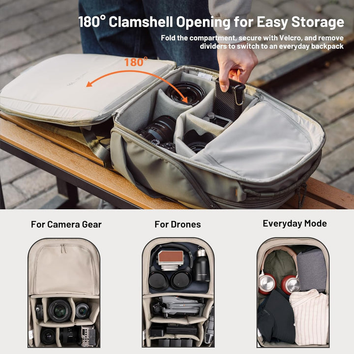 PGYTECH OneGo Lite Kamerarucksack 16L, Leichter Wasserabweisend Rucksack Fotografin für Stadt & Reis