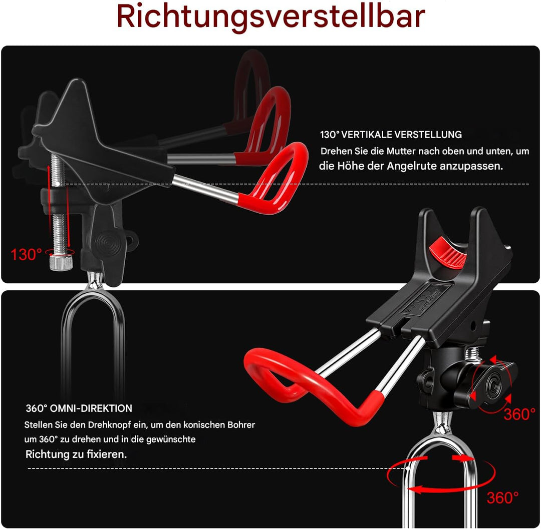 Leeko Rutenhalter, Angelrute Halter 2 Stück Edelstahl Universal Ruten Ständer 360°Verstellbar Angelr
