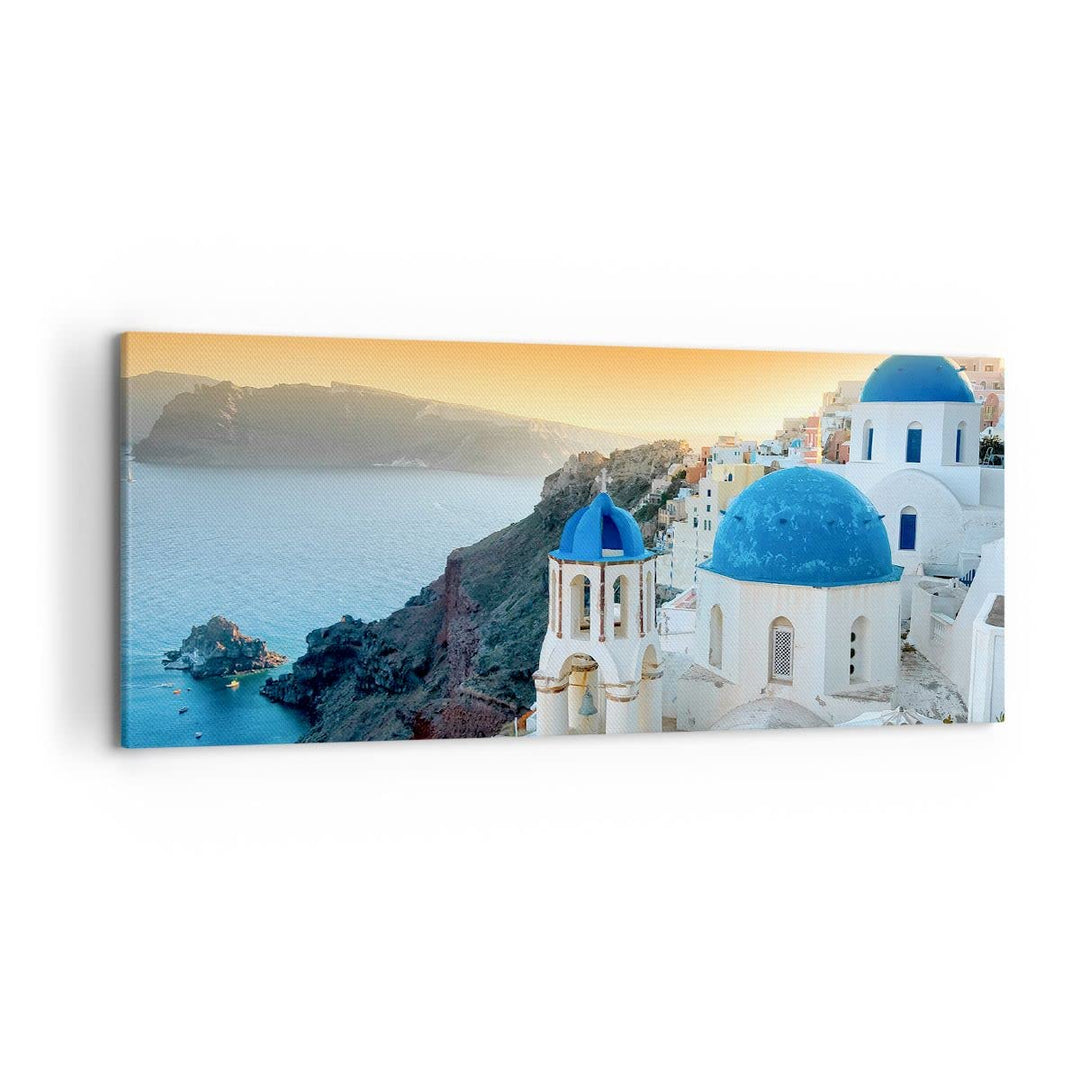 Wandbilder Dekoration Wohnzimmer Santorini Griechenland Urlaub Insel Bilder auf Leinwand 120x50cm Le