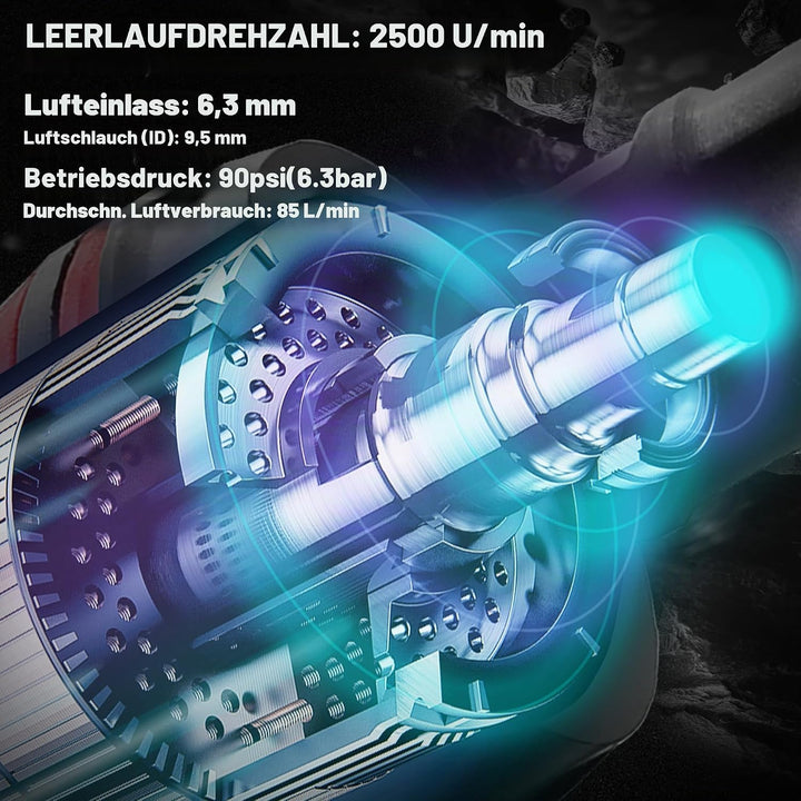 WORKPRO Druckluft-Stabschleifer gerade Ausführung Druckluftschleifer 1/4" (6,3mm) Multifunktionswerk