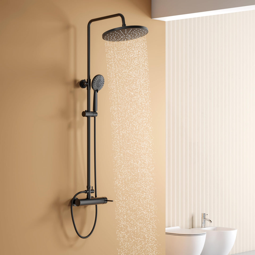 YOOZENA Duscharmatur Schwarz, Regendusche mit Armatur,Duscharmatur Komplettset, Duschsystem mit arma