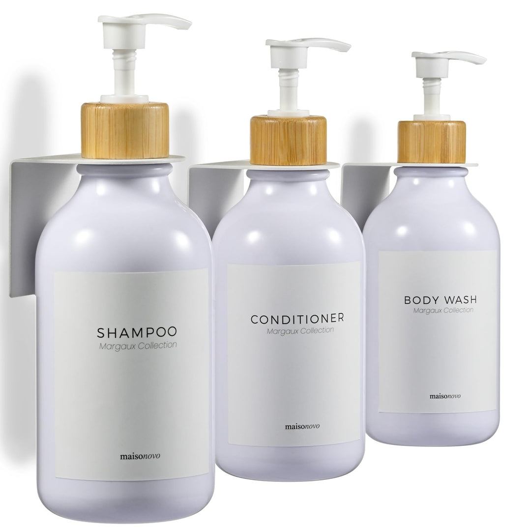 MaisoNovo Shampoo Flaschen zum befüllen – Duschseifen Seifenspender Wandbefestigung – 500 ml Set mit