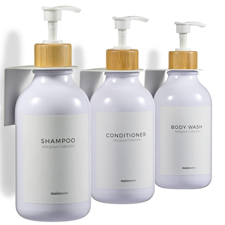 MaisoNovo Shampoo Flaschen zum befüllen – Duschseifen Seifenspender Wandbefestigung – 500 ml Set mit