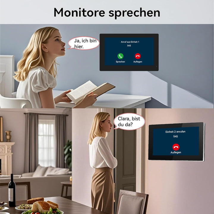 Video Türsprechanlage für 3 Familienhaus, 2-Draht,3X 7 Zoll Monitor &amp; App - Smarte Video Türklingel