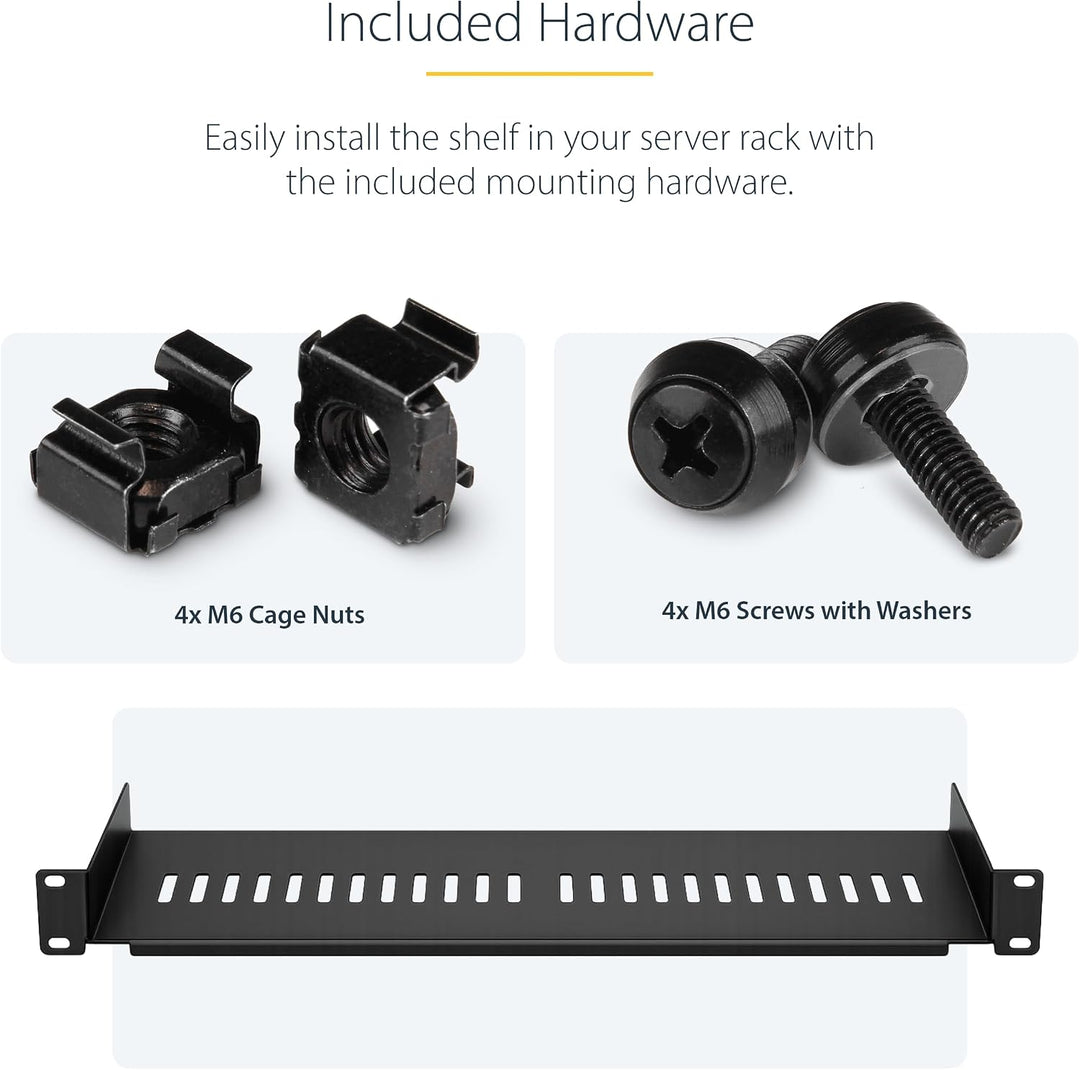 StarTech.com 1HE Fachboden - 1U perforiertes Universal-Rack-Montage-Regal für 19 Zoll Netzwerkschrän