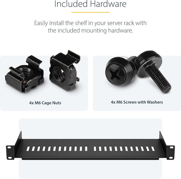 StarTech.com 1HE Fachboden - 1U perforiertes Universal-Rack-Montage-Regal für 19 Zoll Netzwerkschrän