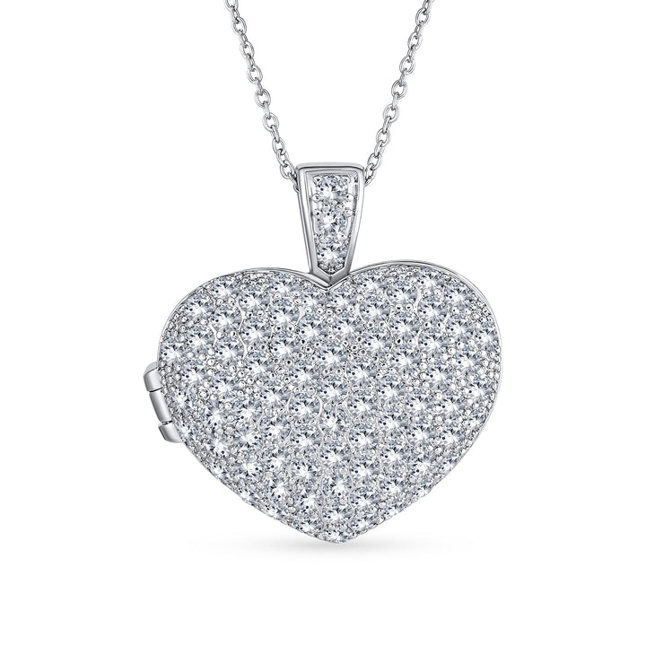 Bling Jewelry Grosse Pave Cz Puff Herzform Aromatherapie Ätherisches Öl Parfüm Diffusor Medaillon An