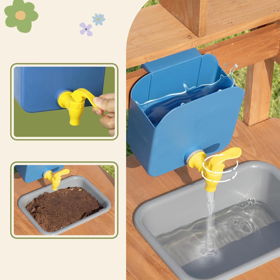 OOOK Matschküche Kinder Outdoor, Outdoor Küche Kinder mit Wasseranschluss, Spielzeug ab 3 Jahre mit