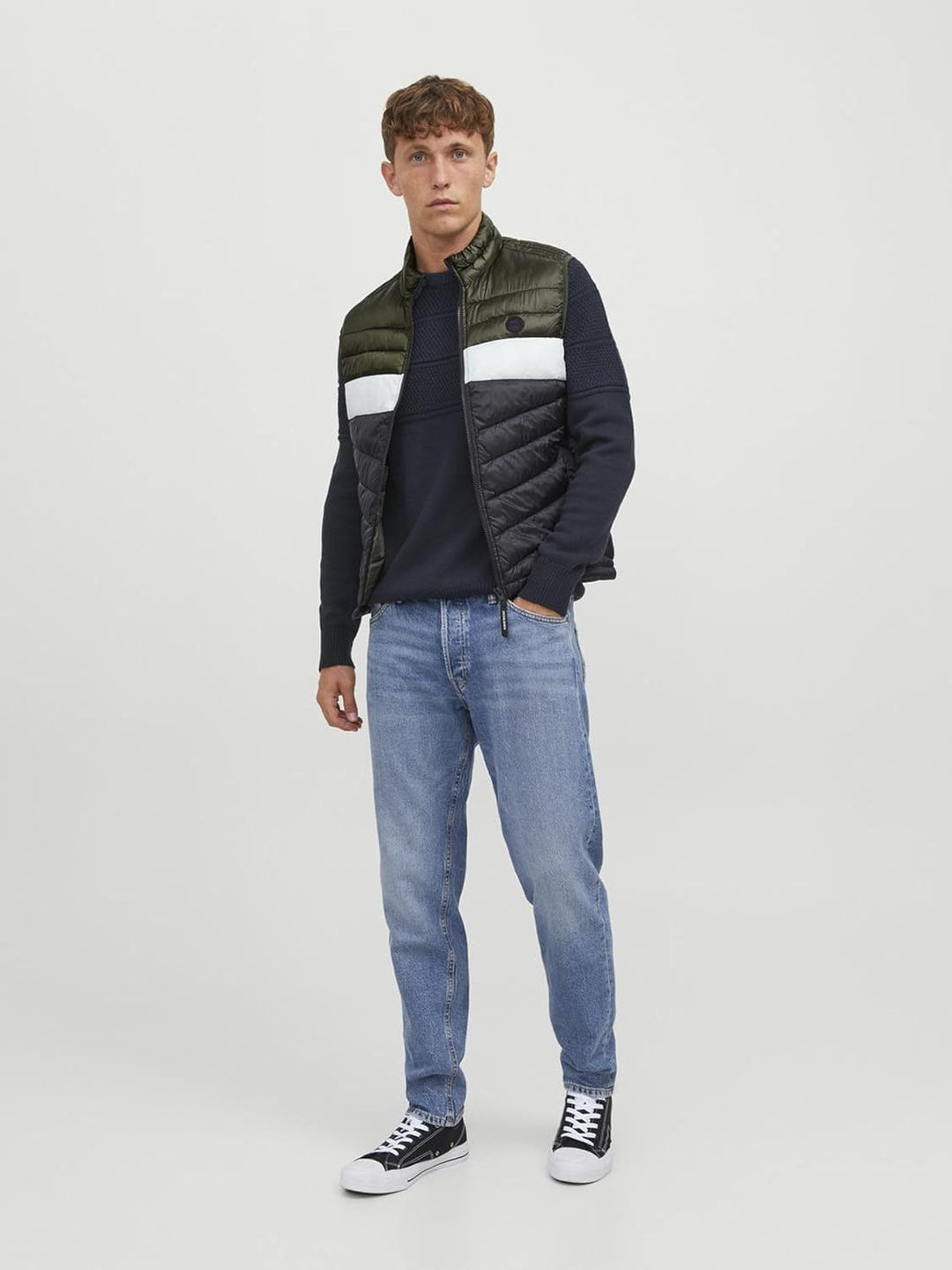JACK & JONES Herren Jjehero Bodywarmer Collar Noos Quilted Jacket S Rosin/Detail:blocked - Black/Whi