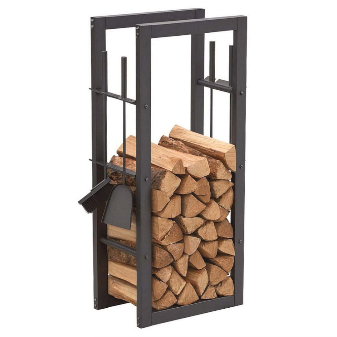 DanDiBo Kaminholzregal Innen Metall mit Besteck 96601 Brennholzregal Holzaufbewahrung Kaminholzständ