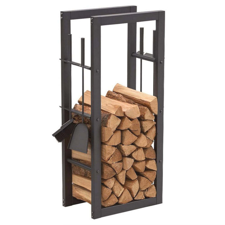 DanDiBo Kaminholzregal Innen Metall mit Besteck 96601 Brennholzregal Holzaufbewahrung Kaminholzständ