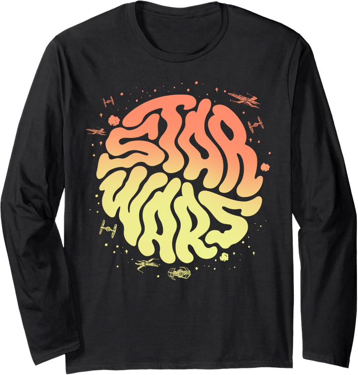 Star Wars Psychedelic Text Logo Langarmshirt