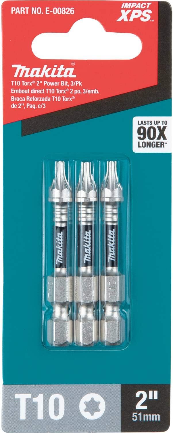 Makita E-00826 Impact XPS T10 Torx 5,1 cm Power-Bit, 3 Stück 3/pk T10, 3/pk T10