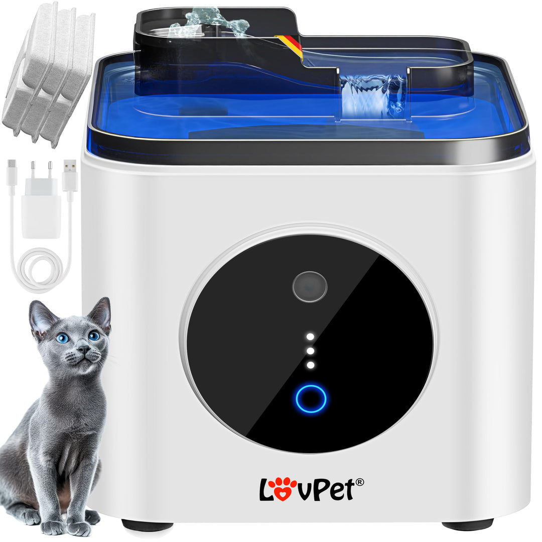 LOVPET® Katzenbrunnen Trinkbrunnen für Katzen 3,5L Wassertank & 3x Filter Automatischer Wasserspende