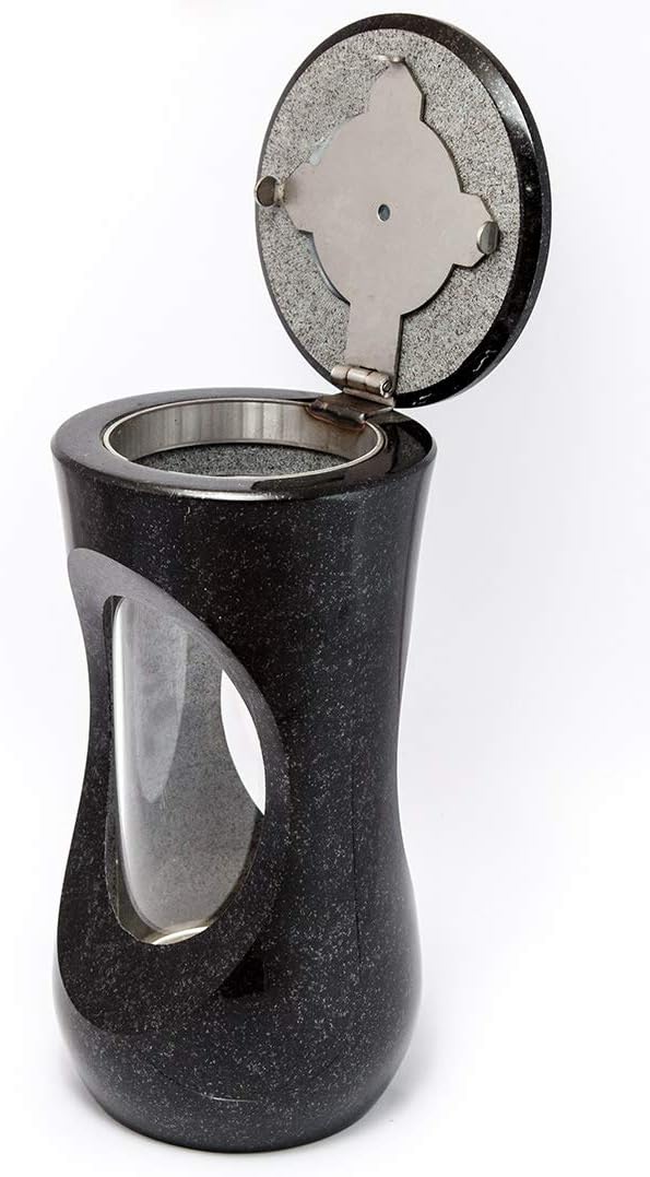 Afterglow Stilvolle Grablampe Classic aus echtem Granit Schwedisch Black Höhe 25 cm/Ø 12,5 cm cm Gra