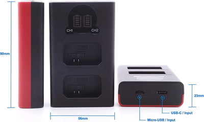 Baxxtar Pro NP-FZ100 2400mAh Kamera-Akku/Generation IV/Laden mit Mini LCD DUAL Gerät - Eingang USB-C