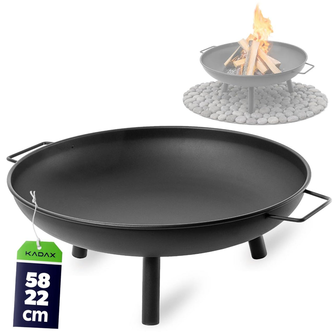 KADAX Feuerschale ⌀ 58 cm, Feuerschalen aus Stahl, Feuerstelle für den Garten, Balkon und Terrasse,