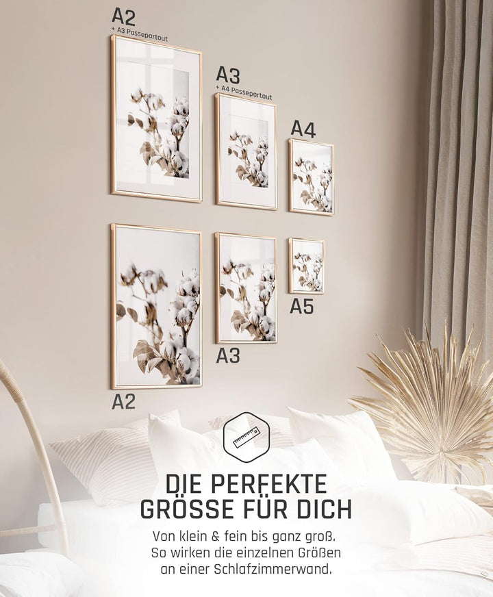 BLCKART Infinity Premium Beige Love Poster Bilder Set Stilvolle Doppelseitige Wendeposter Wohnzimmer