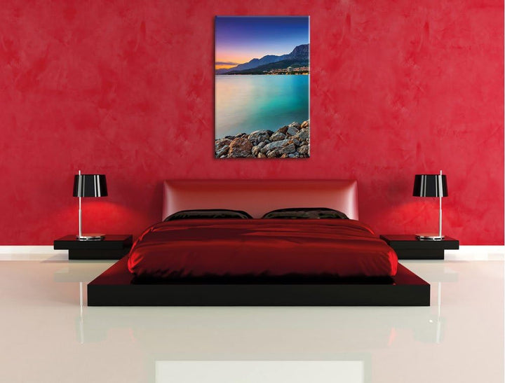 Meer an Traumstadt, Format: 100x70 auf Leinwand, XXL riesige Bilder fertig gerahmt mit Keilrahmen, K