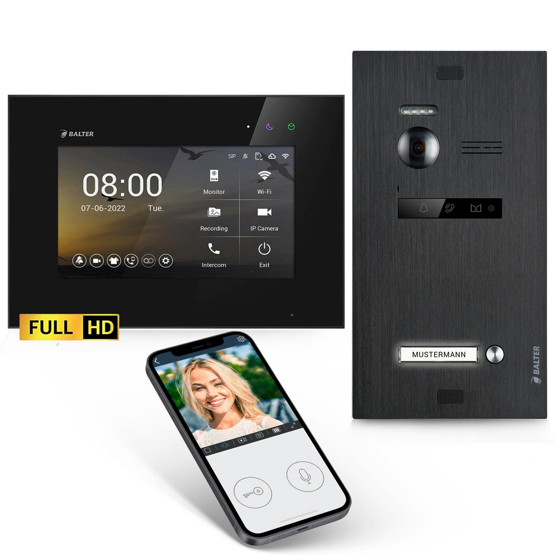 Balter EVO-HD Video Türsprechanlage, Video Türklingel mit Kamera, Smartphone App, 1 Familienhaus Kli