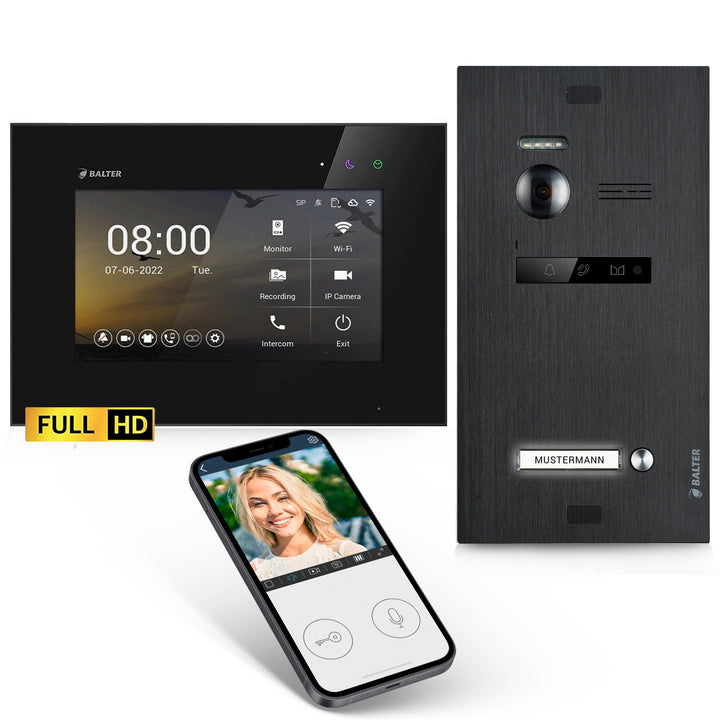 Balter EVO-HD Video Türsprechanlage, Video Türklingel mit Kamera, Smartphone App, 1 Familienhaus Kli