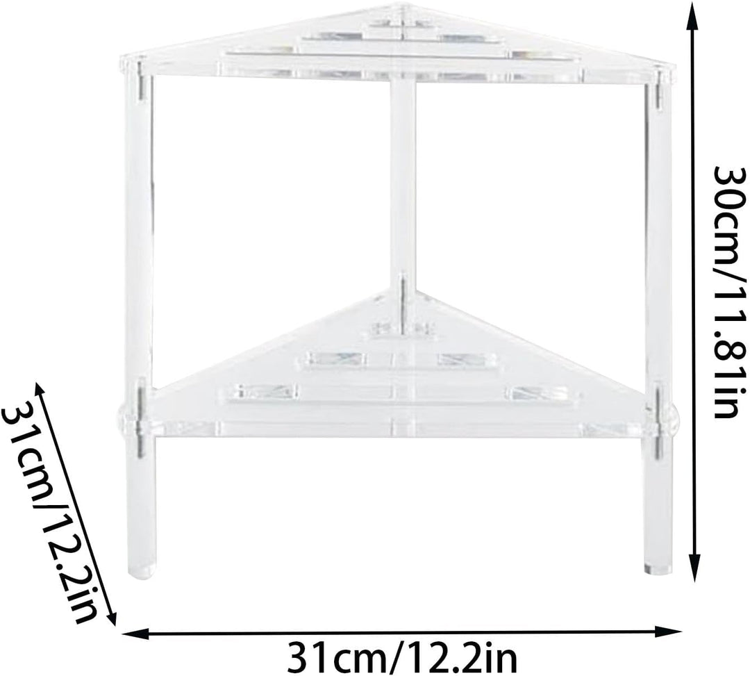Eck-Duschhocker aus Acryl, dreieckige Duschablage – transparente Hocker, doppelte Ebene, wasserdicht
