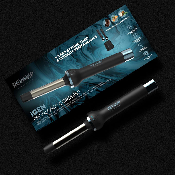 REVAMP iGen Progloss kabelloser Keramik-Lockenstab – Mühelos perfekte Locken, variable Temperaturein