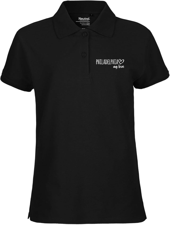 Huuraa Damen Polo Shirt Philadelphia My Love Bio Baumwolle Fairtrade Oberteil Grösse XS-XXL für alle