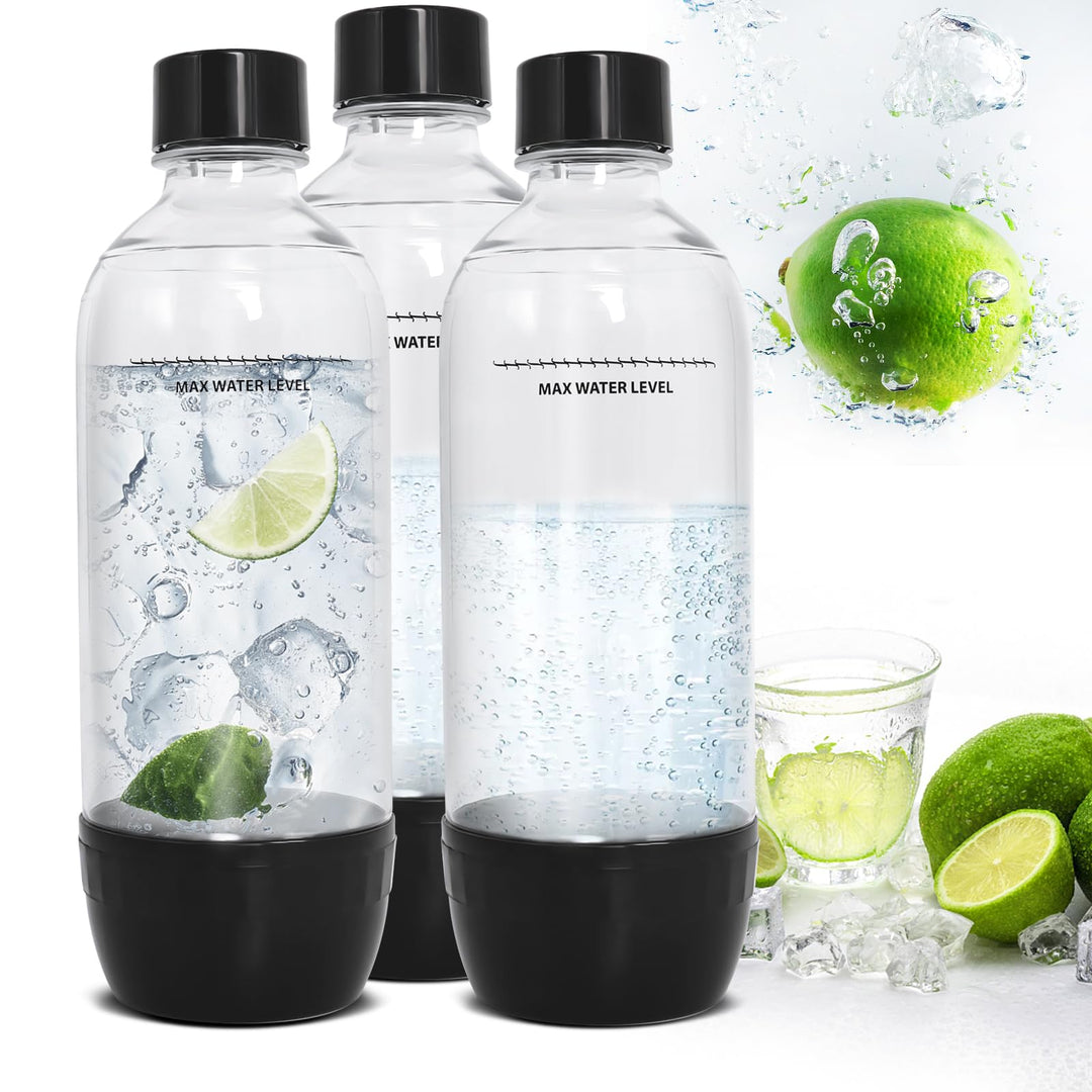 Gekufa Sodastreamm Flaschen, 1L Soda Maker Flaschen 3 Stück, Soda Streaming Flaschen BPA-frei, Ersat