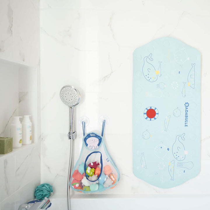Badabulle XXL Badematte Meerestiere für Kinder, 91 x 40 cm, rutschfest & mit Temperatursensor, Meere