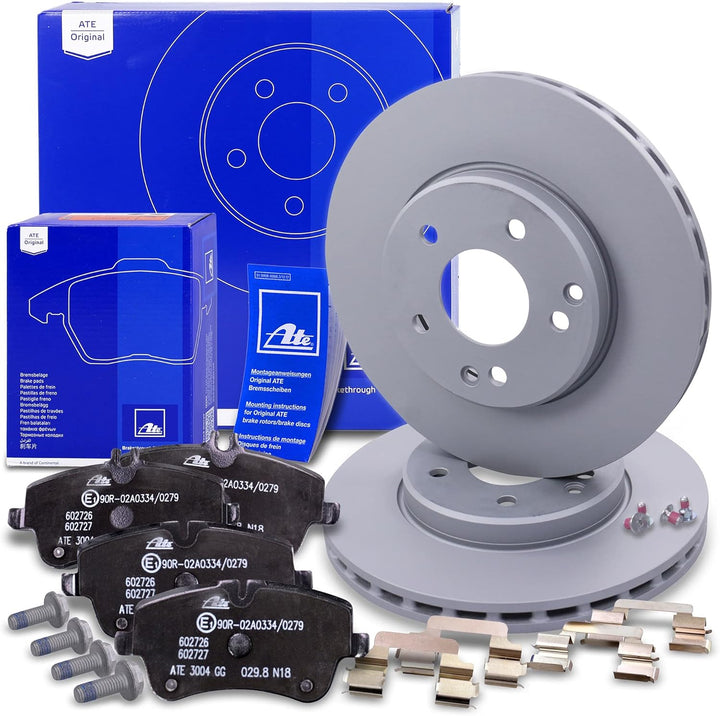 ATE Bremsenset Vorderachse inkl. Bremsscheiben vorne Ø 288 mm belüftet und Bremsbeläge vorne Kompati