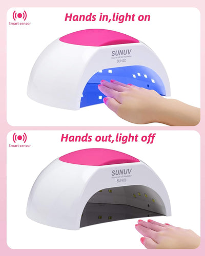 SUNUV SUN2C Nageltrockner UV LED Nagellampe für Gelnägel, 10, 30, 60, 90s Timer, Automatischer Infra