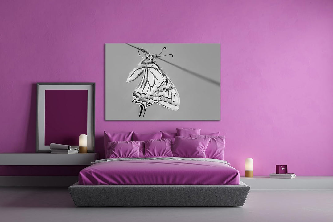 deyoli Schöner gelber Schmetterling Effekt: Schwarz/Weiss Format: 80x60 als Leinwandbild, Motiv fert
