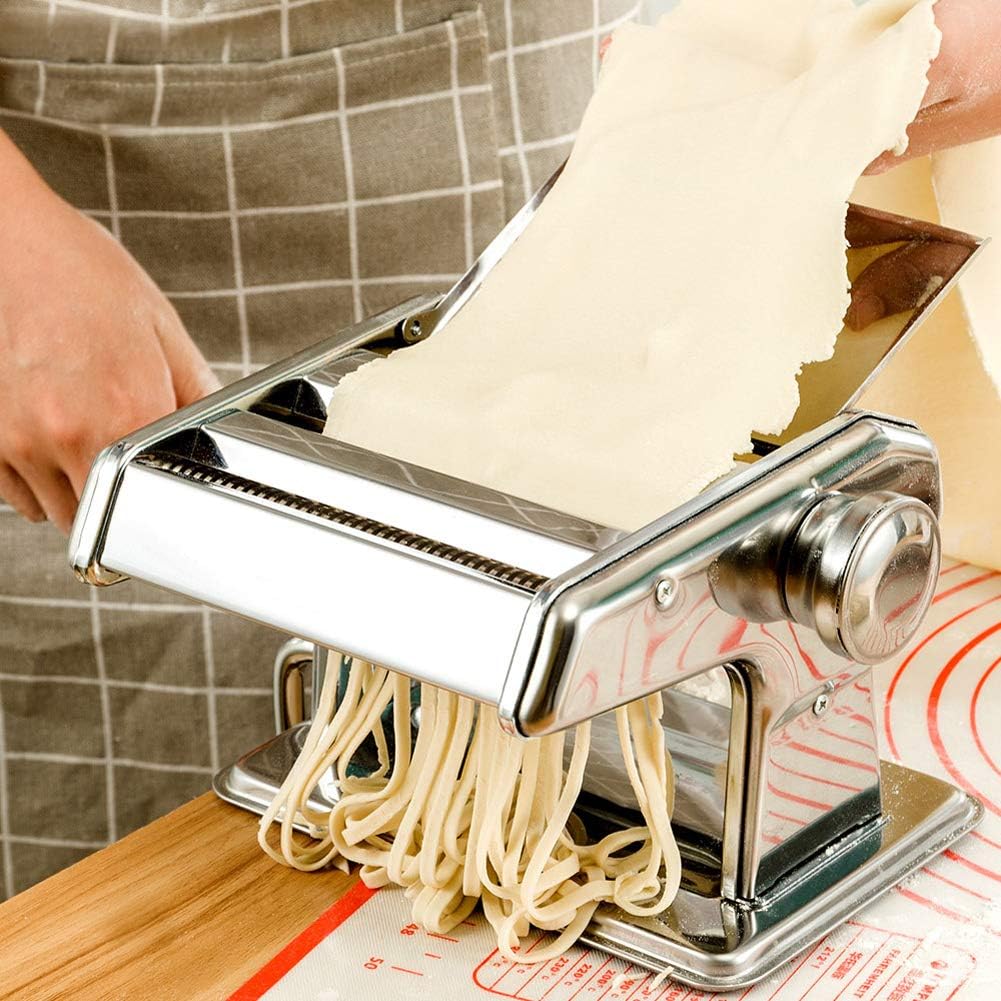 Nudelmaschine Manuell, Pastamaschine Pasta Maker Bandnudeln Maschine Nudelwalze Edelstahl Pasta Walz
