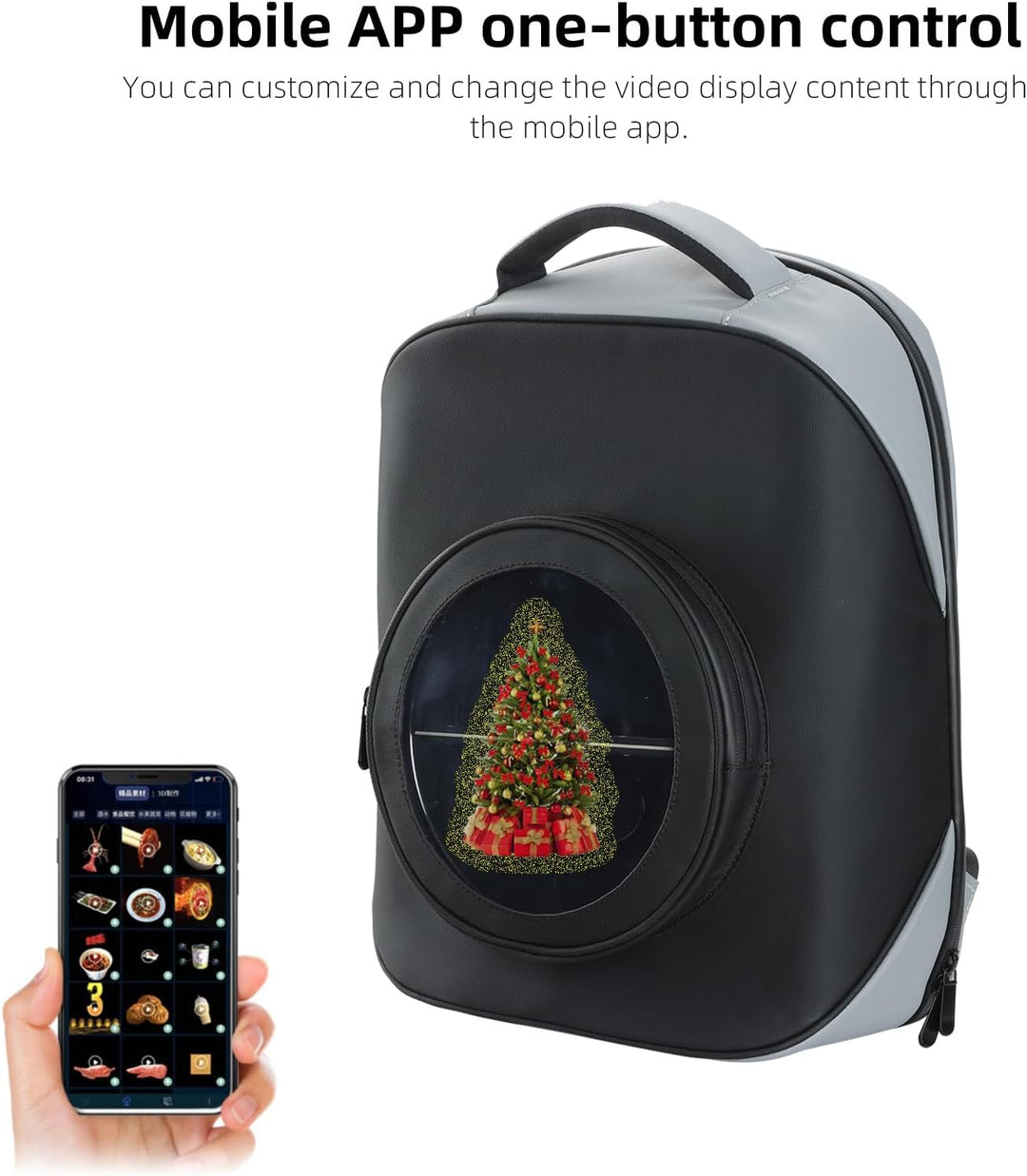 Missyou 3D Hologram Fan Backpack,20CM 3D Hologram Projector Advertising Display with Cover, 700 Vide
