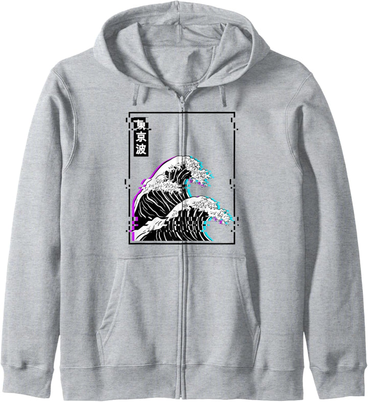 Japanische Welle Glitch Pastel Goth Art Vaporwave Aesthetic Kapuzenjacke