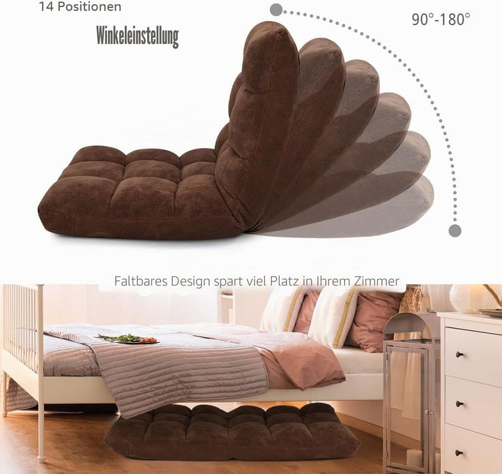 LIFEZEAL Bodenstuhl gepolstert, Bodensessel Bodensofa mit Verstellbarer Rückenlehne, Meditationsstuh
