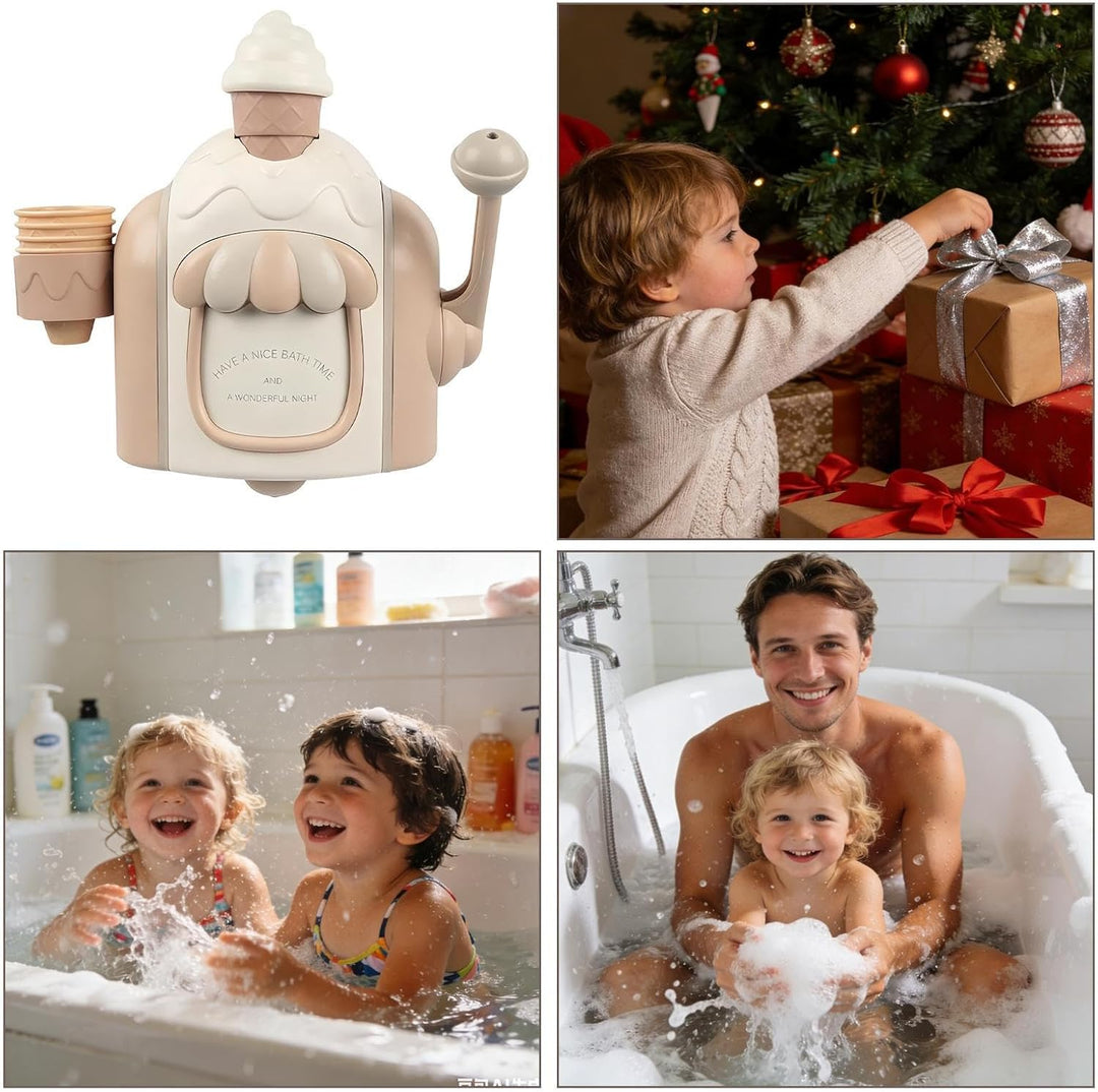 Badespielzeug mit Schaumeismaschine, Eiscreme-Schaummaschine, Seifenblasen-Badespielzeug-Set mit Sau