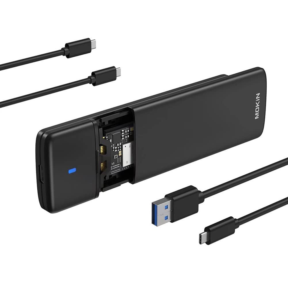 MOKiN M.2 NVMe SATA SSD Enclosure Adapter Tool-Free,USB 3.2 Gen2 10Gbps External to USB PCI-E 6Gbps