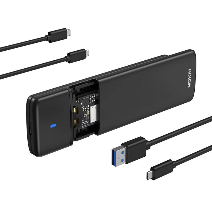 MOKiN M.2 NVMe SATA SSD Enclosure Adapter Tool-Free,USB 3.2 Gen2 10Gbps External to USB PCI-E 6Gbps