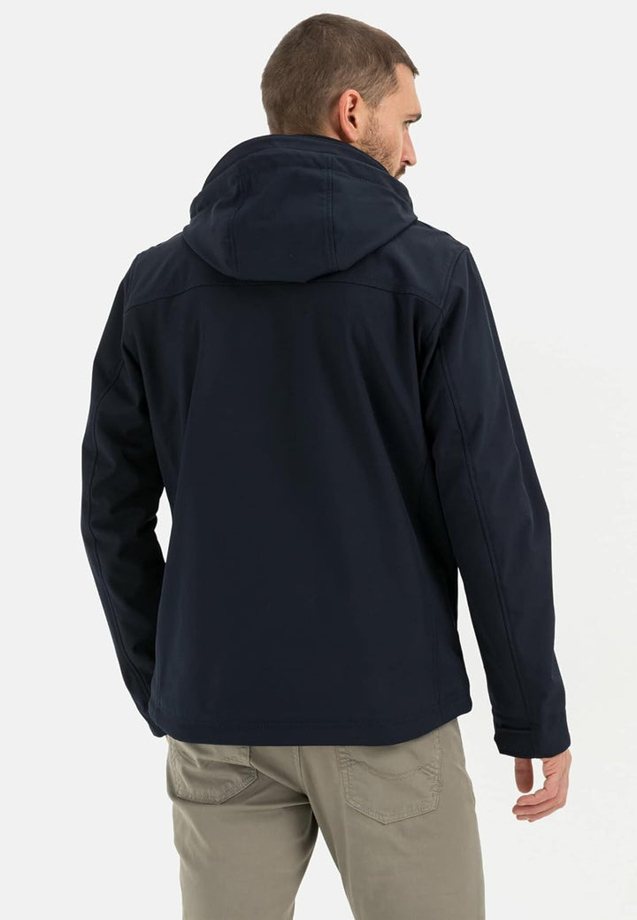 camel active Herren wind- und wasserabweisende Softshell-Jacke mit abnehmbarer Kapuze 25 Dunkelblau,