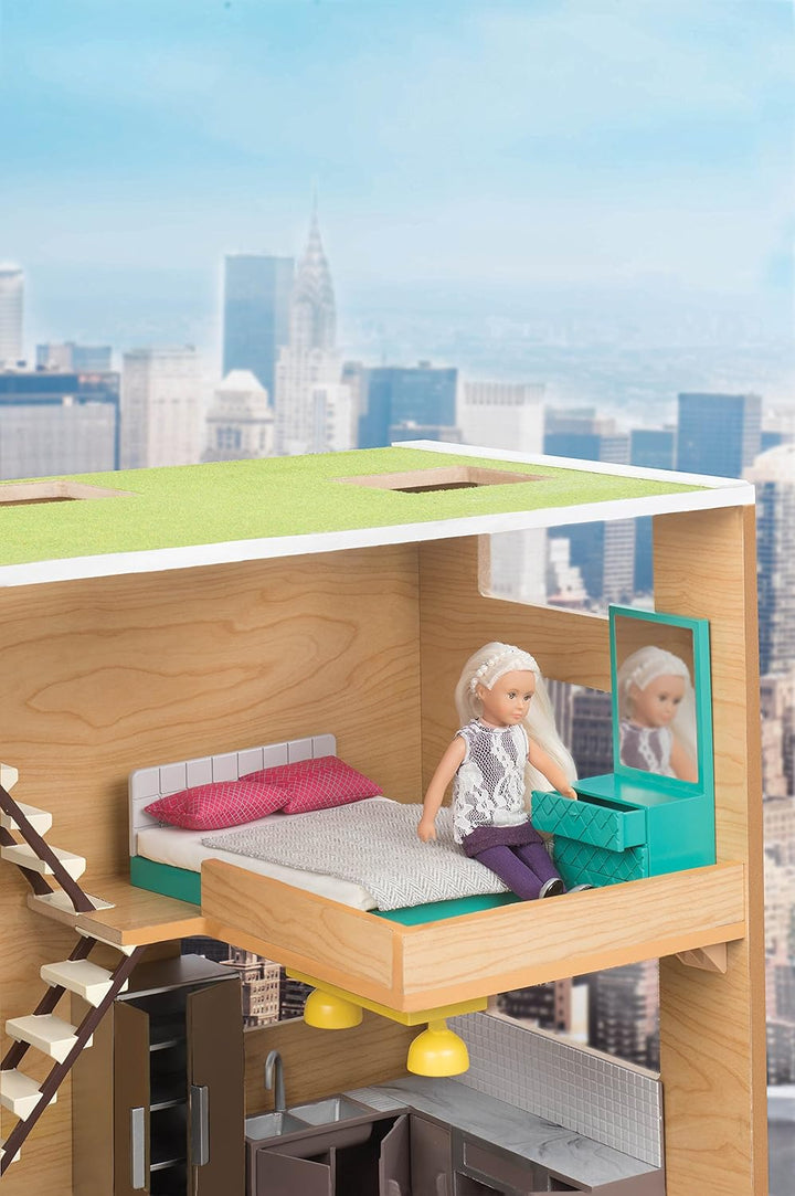 Lori - Gemütliches Schlafzimmerset - Schlafzimmermöbel für Mini-Puppen - Modernes Puppenhauszubehör