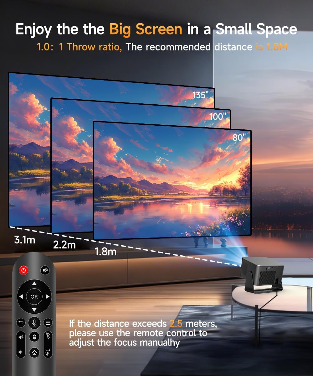 Magcubic Mini Beamer 4K 8K 1080P Supported, Portable Projektor mit Android 14,WiFi 6 Bluetooth 5.4,