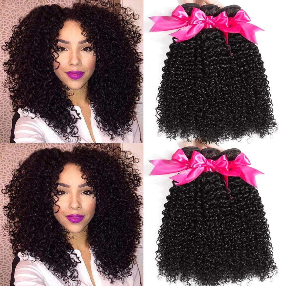 10A Brazilian Hair 3 Bundles Curly Human Hair Bundles 12 14 16 Brasilianische Haare Kinky Curly Huma
