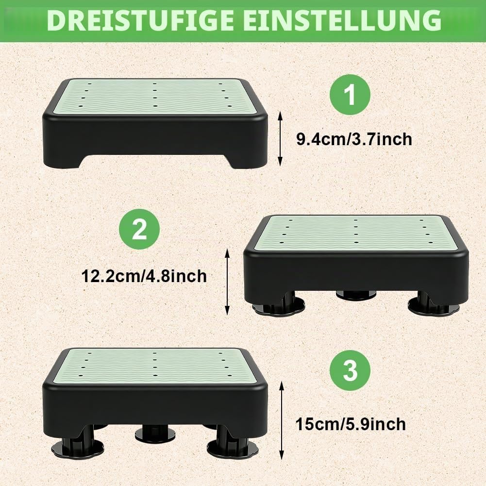 Tritthocker, Nachleuchtende Trittstufe mit 3-stufig Höhenverstellbarer, rutschfest Halbstufe, max.25