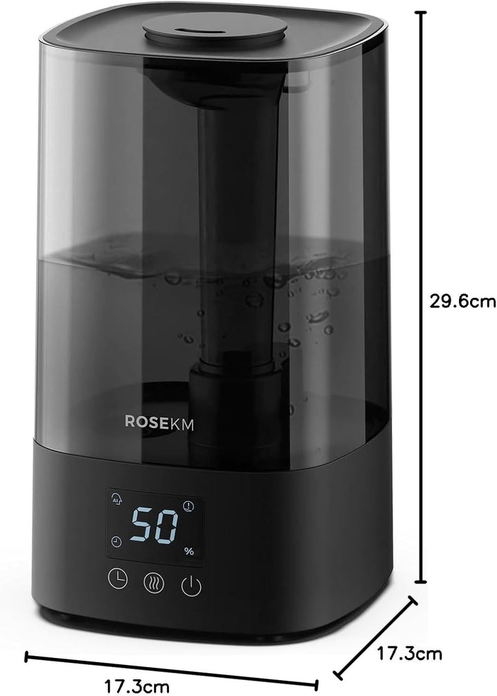 Automatischer Luftbefeuchter für Schlafzimmer & grosse Räume, 4,5L Kaltnebel-Befeuchter mit Timer &