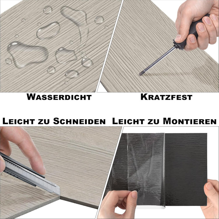 JOIEYOU PVC Bodenbelag, Vinylboden selbstklebend Fliesen Wasserdicht Rutschfeste, Laminat Klicksyste
